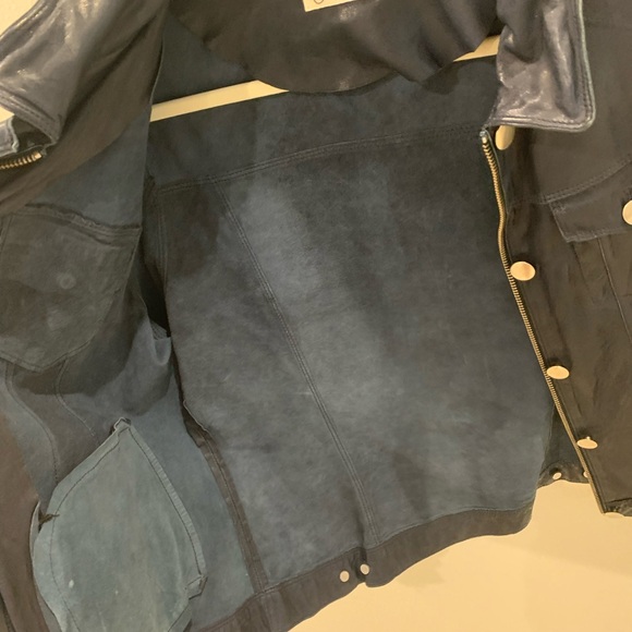 Navy Blue Leather Jacket - Picture 7 of 12